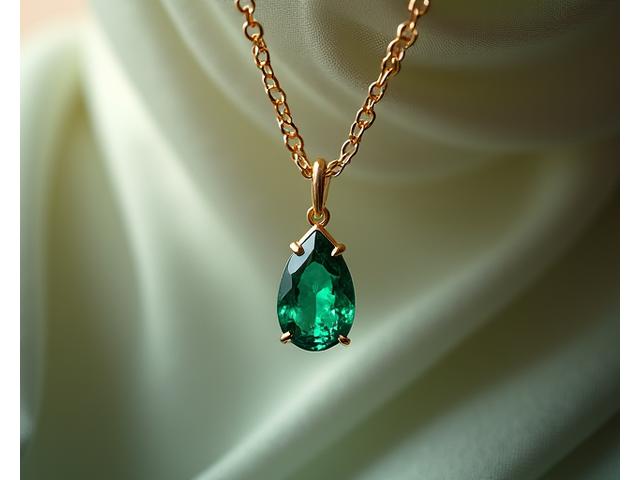 Goldhalskette mit Smaragd-Anhänger